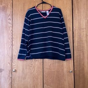 Liz golf Striped V-Neck Sweater